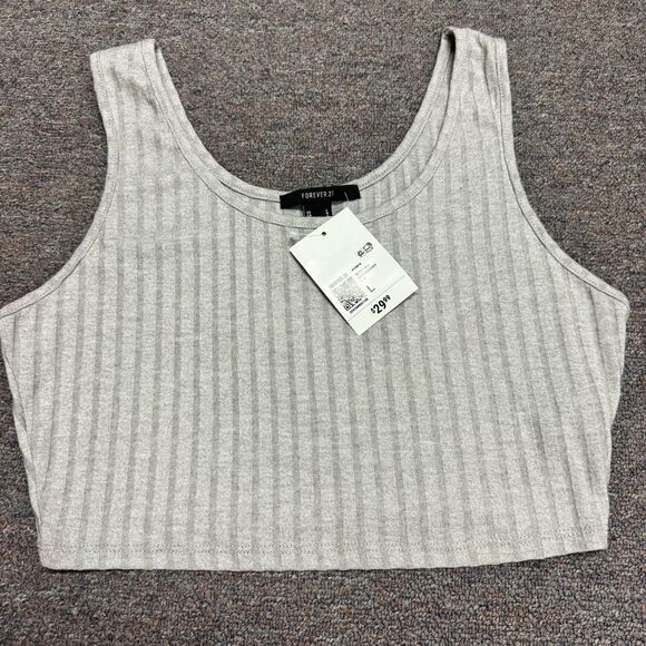 Forever 21 Grey Crop Top Tank Top Size Large NWT - Picture 1 of 8